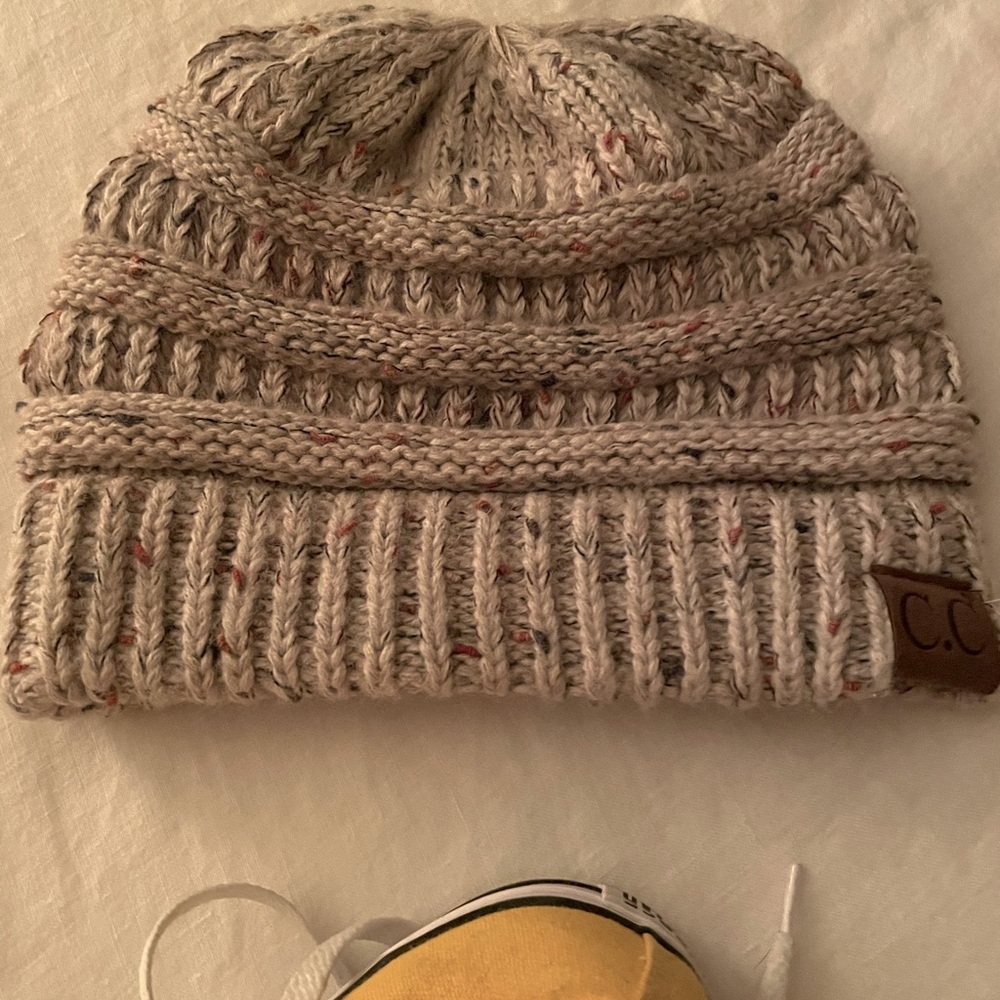 Cream colored CC beanie